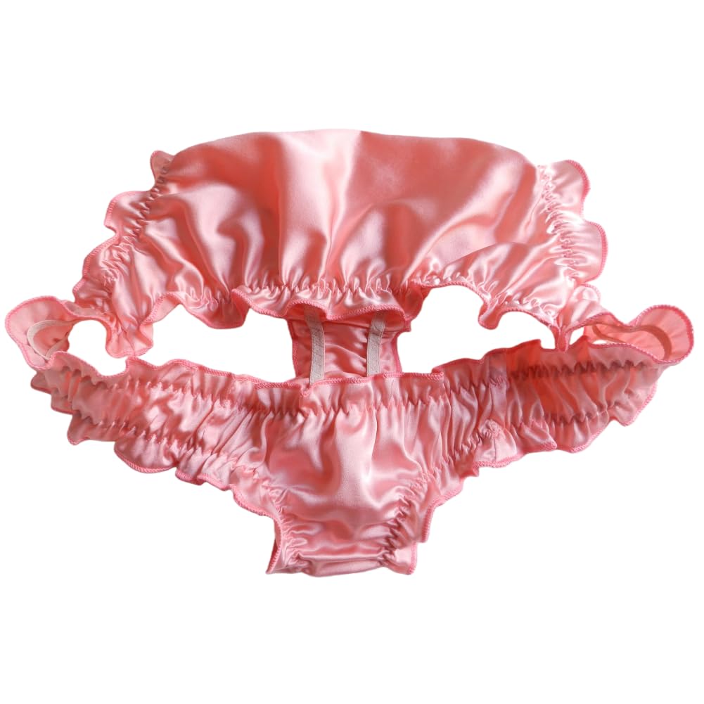 Men's Silk Panties Thongs Sissy Panties Bikini Briefs Crossdress Lingerie (US, Alpha, Large, Regular, Regular, watermelon red)