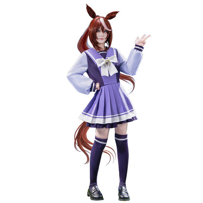 KIRA KIRA Anime Game Cosplay Costume Doki-R Winter Purple Uniform School Dress Long Sleeves Halloween Costume (XS)