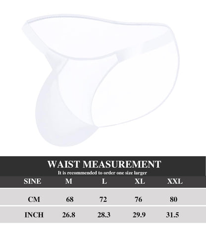 Anvdok Sman Men's Sexy Briefs mesh Underwear Low Rise Bikini for Men mens see through underwear (US, Alpha, X-Large, Regular, Regular, white)