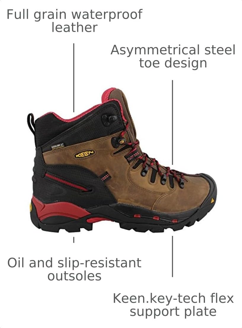 KEEN Utility Pittsburgh (Steel Toe) Bison/Red 10.5 D (M)
