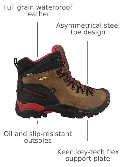 KEEN Utility Pittsburgh (Steel Toe) Bison/Red 10.5 D (M)