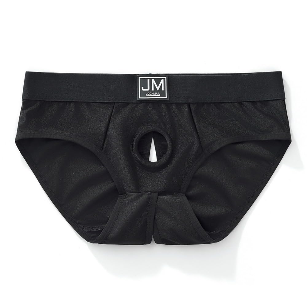 JOCKMAIL Men’s Briefs Underwear Mesh Low Rise Quick Dry Bikini Athletic Underpants for Gym Sport Daily Wear (US, Alpha, Medium, Regular, Regular, Black)