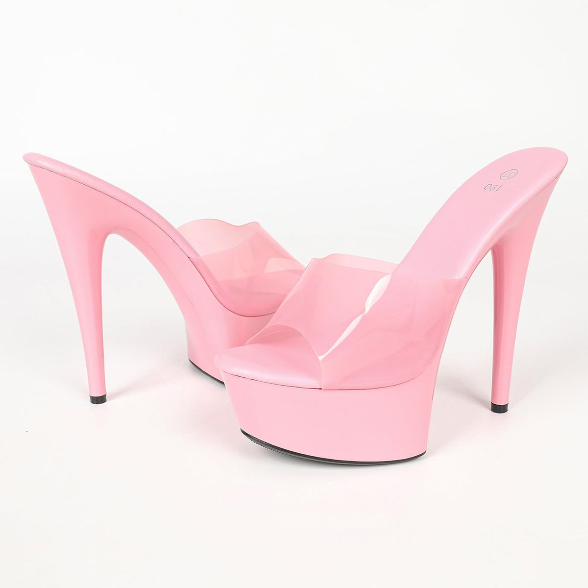 Sissy Crossdresser Clear Band Peep Toe Stiletto Prom Heels Sandals Sexy Transparent Straps Slip On Platform Super High Heeled Pole Dance Exotic Sandals Pumps Pink,