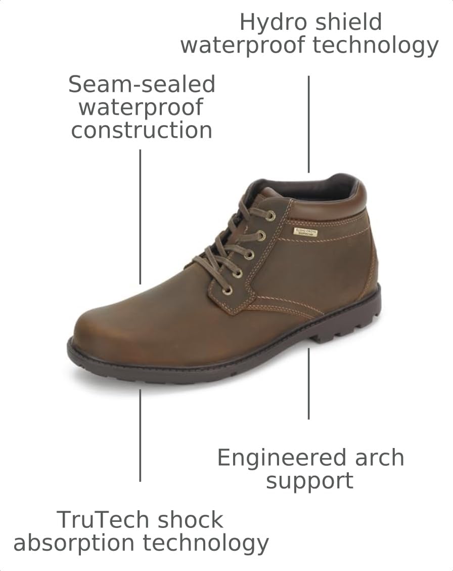 Rockport Men's Storm Surge Waterproof Plain Toe Boot, Tan, 10 Medium