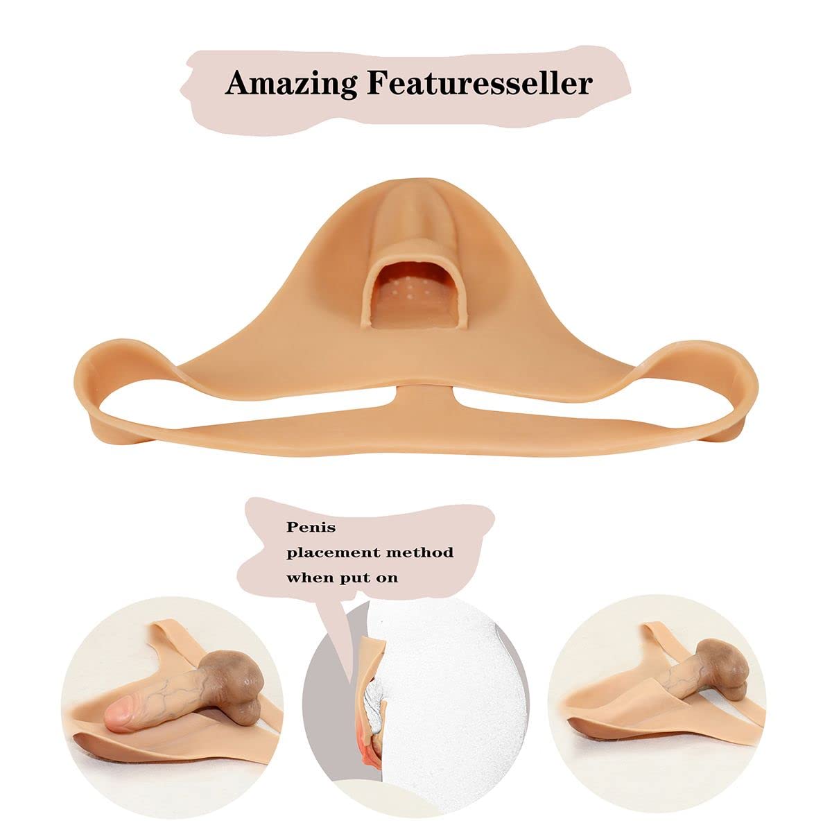 CTKOLYS Men's Hiding Gaff Panty Crossdressing Panties Realistic Camel Toes for Crossdresser Transgender,Style1,One Size