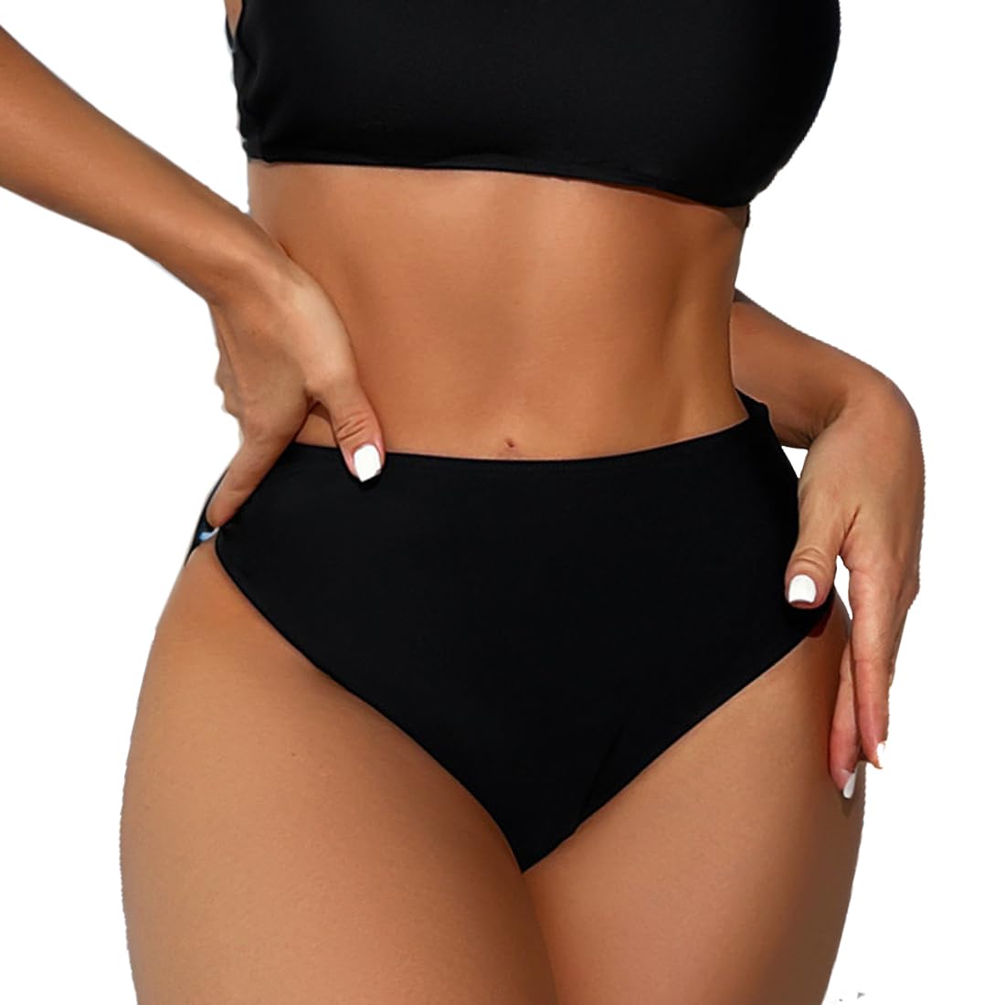 Women's Cheeky V Cut Back High Waisted Bikini Bottom Cross Criss Swimsuit Bottoms