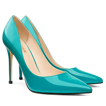Women's 4 Inch Pumps Pointed Toe Stiletto Dress Pumps Teal 7.5US