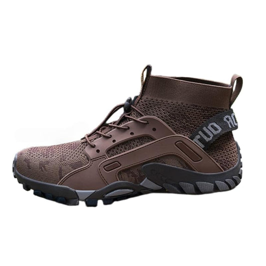 Men's Hiking Shoes Slip-On Walking Shoes Breathable Sock Sneakers Men Athletic Trail Running Shoe Fashion Sneakers (Brown,7)