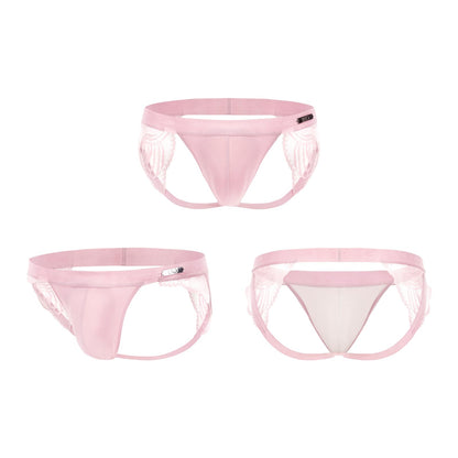 BSZN Men's Lace Side Jockstrap, Dawn Rose Pink