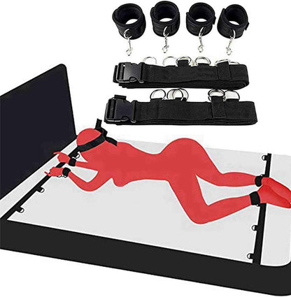 Bed Restraints for Domination Bed Bondaged Kit with Adjustable Hand Cuffs Ankle Cuff, Sex Restraints Straps Adult Play King Mattress Sex Accessories for Couples Women Bedroom Toys Sweatshirt