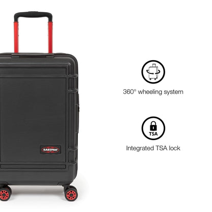 EASTPAK Resist'R Zip L – 90L Hardshell Suitcase with Dual Compartments, TSA Lock, Silent 360° Spinner Wheels & Water-Resistant Design, Black