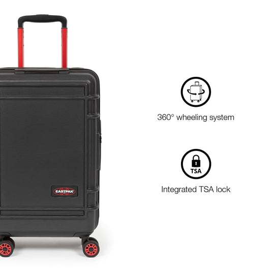 EASTPAK Resist'R Zip L – 90L Hardshell Suitcase with Dual Compartments, TSA Lock, Silent 360° Spinner Wheels & Water-Resistant Design, Black