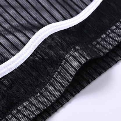 JINSHI Mens See Through Breathable Briefs with Bulge Pouch (Black 1-Pack, Medium)