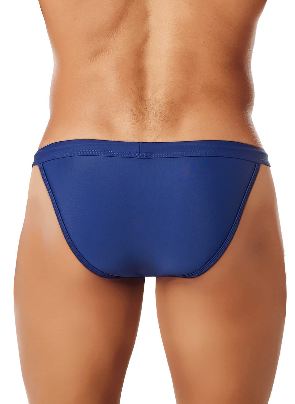 Men Bikini Swimwear Sexy Low Rise Swimsuits Navy XL
