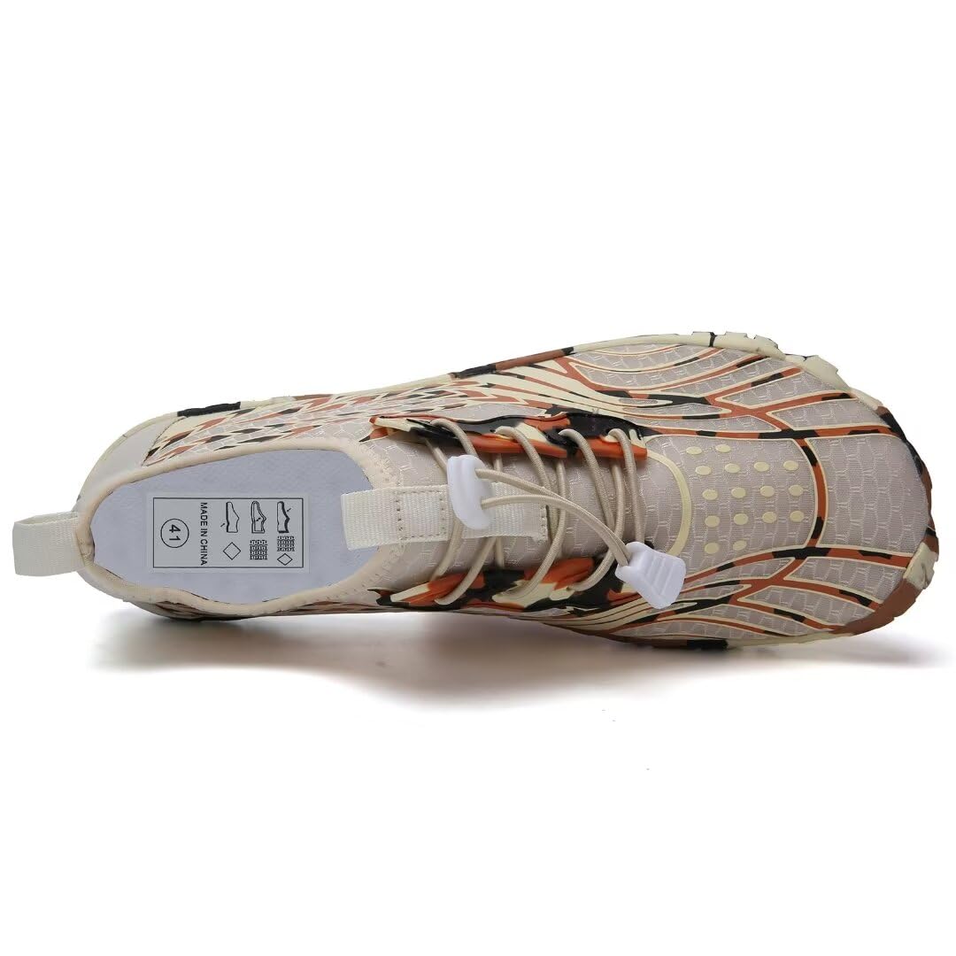 WateLves Water Shoes Men Women Barefoot Quick-Dry Aqua Sock Outdoor Athletic Sport Shoes Kayaking Boating Hiking Surfing(Brown,42)