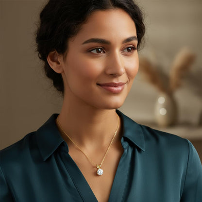 Certified Diamond Necklace for Women - Lab Grown Solitaire Necklace with Solid 14K Yellow Gold Chain, Stunning Lab Diamond Pendant in 1 Carat, Premium Signature Jewelry Collection