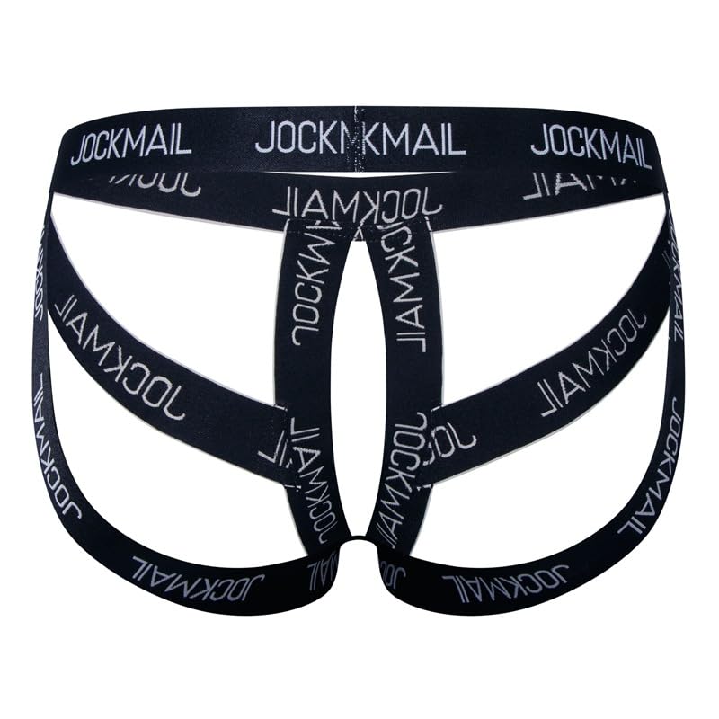 JOCKMAIL Men's Jockstrap Underwear Jock Strap Thongs Athletic Supporters Jockstraps for Men (US, Alpha, One Size, Regular, Regular, Black)