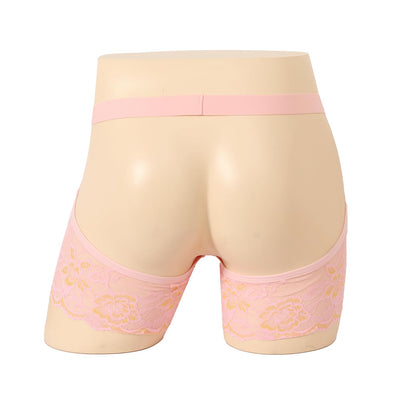 Mens Sexy Boxer Briefs Breathable Lace Underwear (US, Alpha, One Size, Regular, Regular, Pink)