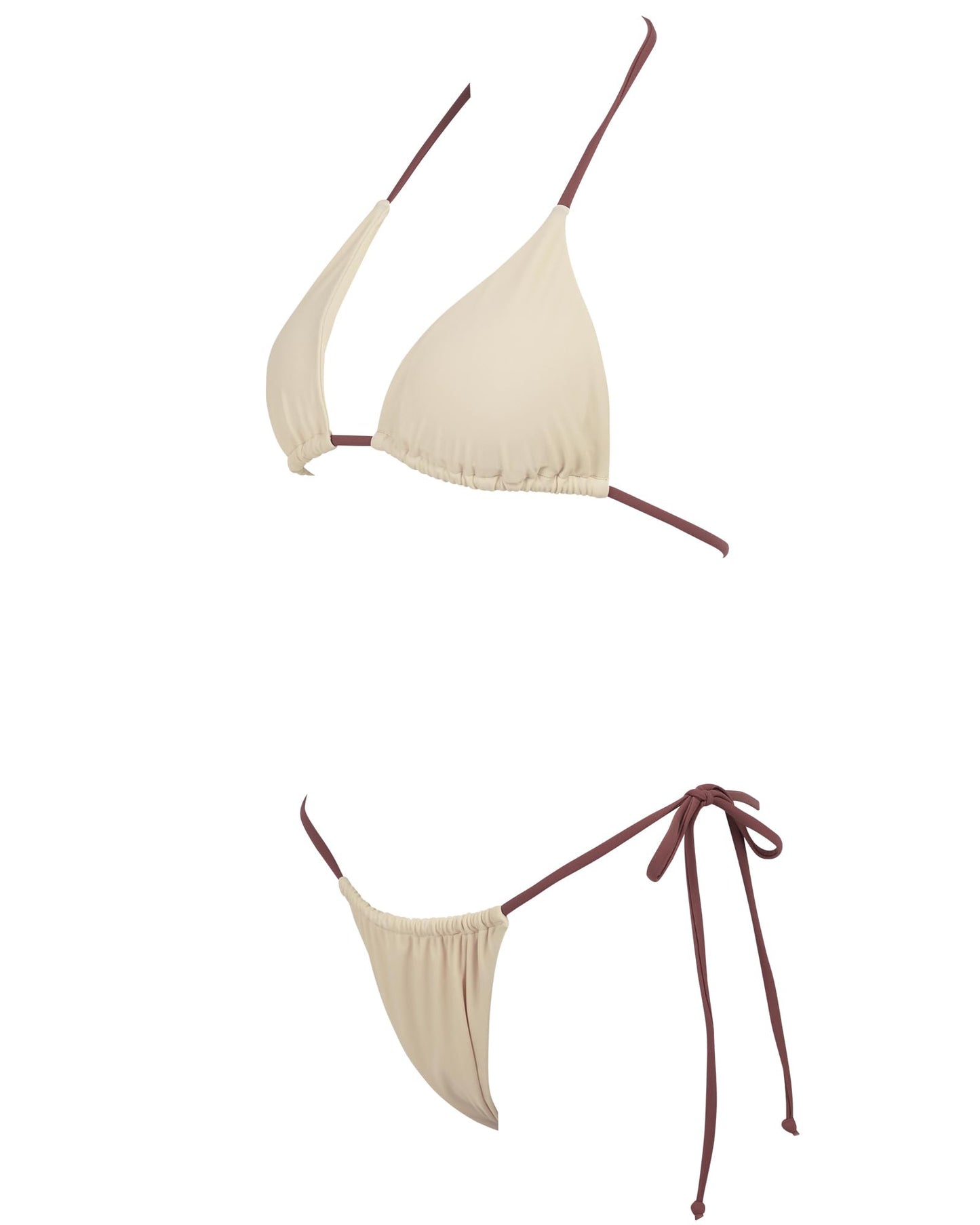 Women String Triangle Bikini Sets Tie Side Thong Sexy Halter Swimsuits 2 Pieces (White, S)