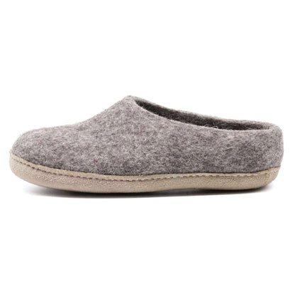 Nootkas Felted Merino Wool 'Newport' House Shoes for Men and Women – Cozy Indoor Slippers with Natural Temperature Regulation (Heather/Tan, W: 8.5-9 / M: 6-6.5)