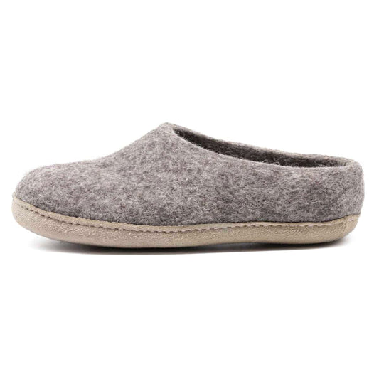 Nootkas Felted Merino Wool 'Newport' House Shoes for Men and Women – Cozy Indoor Slippers with Natural Temperature Regulation (Heather/Tan, W: 8.5-9 / M: 6-6.5)