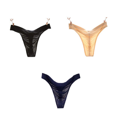 Seamless Free Breathing Male Smooth Ice Silk G-Strings & Thongs Underwear Men Brief (M, Black &navy blue& skin color（3 pieces）)