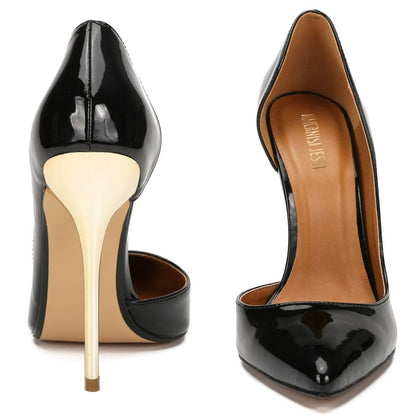 Unisex Men's Women's D-Orsay Stiletto Heels Pointed Toe Super High Heeled Slip on Pumps Black EU43 - Size 11 Women/9.5 Men