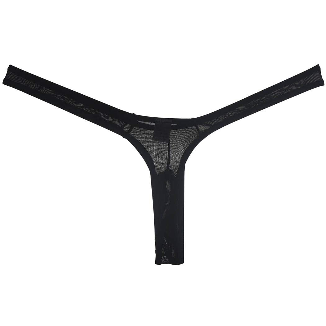Men's Minimal Coverage Bulge Thong Underwear See-through Mesh Mini Bikini Tangas 9-Pack M