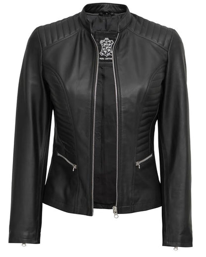 Blingsoul Black Lambskin Leather Jacket Womens - womens jackets casual| [1310423] Rachel Black, M