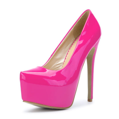 Men’s Pumps - Hidden Platform Stiletto High Heels Slip On Pumps - Hot Pink