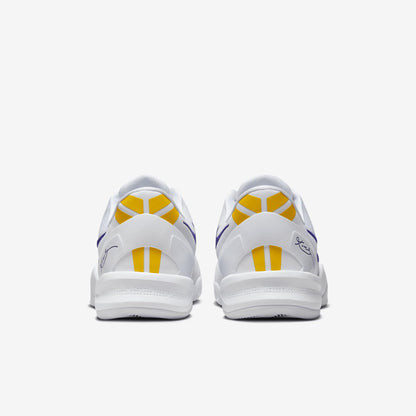 Kobe VIII Protro Basketball Shoes (HF9550-100, White/University Gold/Court Purple) Size 8