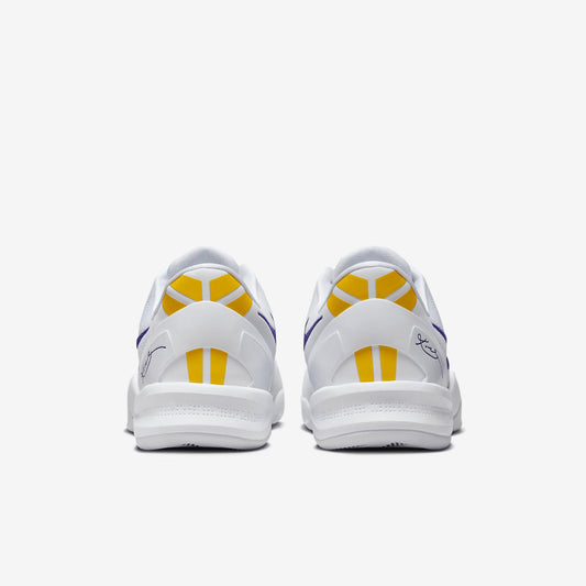 Kobe VIII Protro Basketball Shoes (HF9550-100, White/University Gold/Court Purple) Size 8