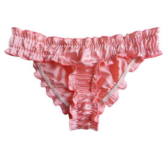 Men's Silk Panties Thongs Sissy Panties Bikini Briefs Crossdress Lingerie (US, Alpha, Large, Regular, Regular, watermelon red)
