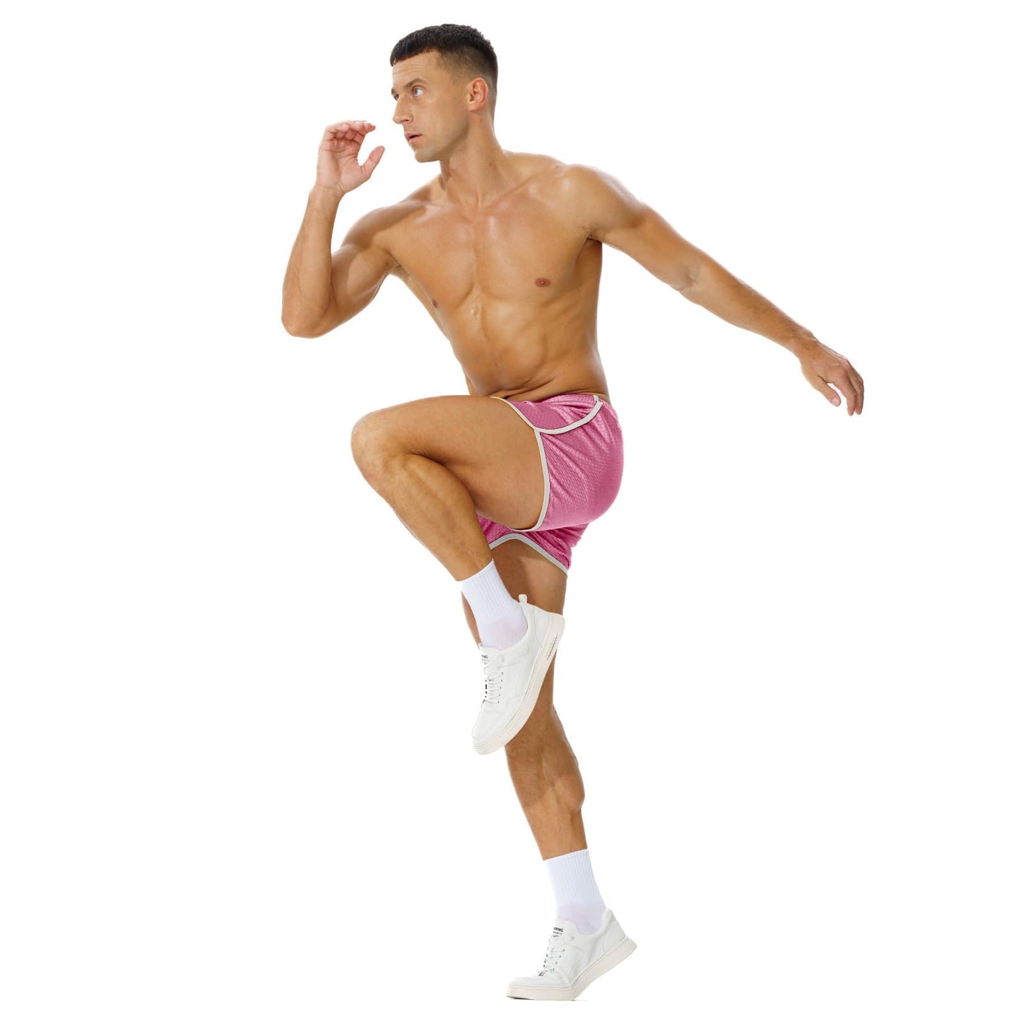 AIMPACT Mens Running Shorts Breathing Workout Gym Booty Short Shorts Pink