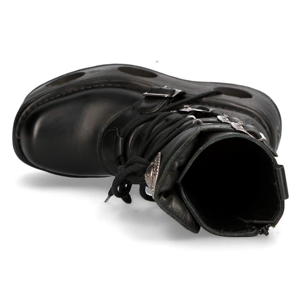 New Rock Boots 373-S2 Mens Metallic Black Leather Platform Goth Neptuno Space 10