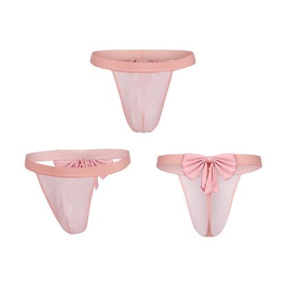 BSZN Men's Sheer Mesh Thong, Pink Low Rise Tight Fit High Stretch Briefs
