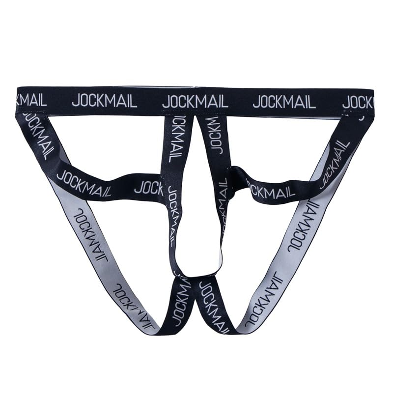 JOCKMAIL Men's Jockstrap Underwear Jock Strap Thongs Athletic Supporters Jockstraps for Men (US, Alpha, One Size, Regular, Regular, Black)