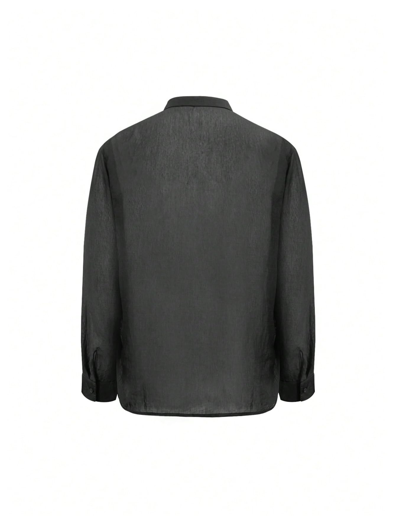 SHENHE Men's Mesh Sheer Long Sleeve Button Down Shirt See Through Party Rave Disco Shirt Top Black Small