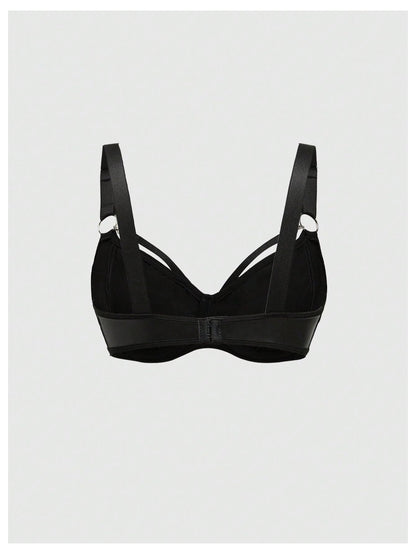 BDSM Women's Leather Bra Cut Out Push Up Underwire Bras