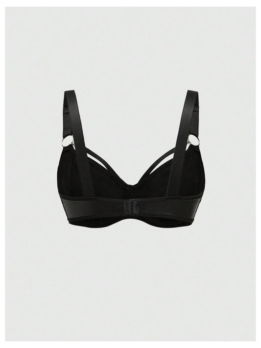 BDSM Women's Leather Bra Cut Out Push Up Underwire Bras
