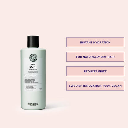 Maria Nila True Soft, Shampoo 11.8 Fl Oz, For Dry Hair, Argan Oil Remoisturises & Reduces Frizz, 100% Vegan & Sulfate/Paraben free