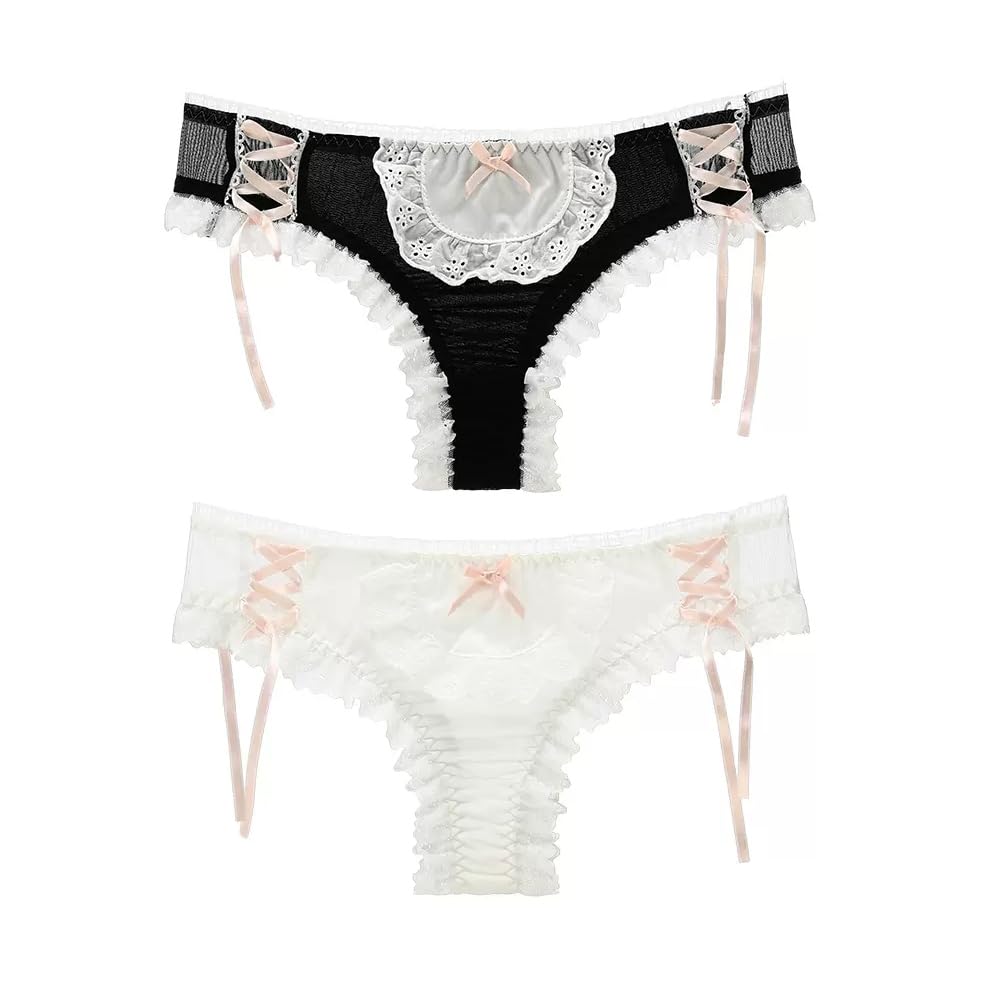 Joyralcos Japanese Lolita Bikini Panties Sexy Anime Briefs for Women Maid Cosplay Lingerie Panty (Thong Briefs)- Sissy