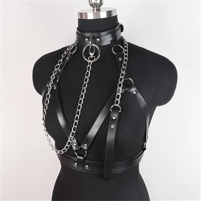 PU Leather Choker Harness Women Goth Collar Leash For Girl Aesthetic Fashion Sexу Women's Lingiere Belt Exotic Accessories