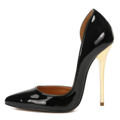 Unisex Men's Women's D-Orsay Stiletto Heels Pointed Toe Super High Heeled Slip on Pumps Black EU43 - Size 11 Women/9.5 Men