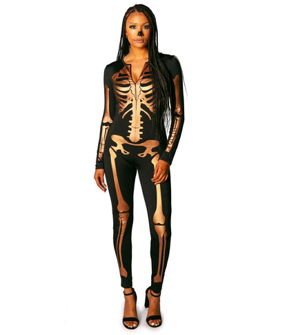Tipsy Elves Women's Bronze Skeleton Bodysuit - Sexy Halloween Costume