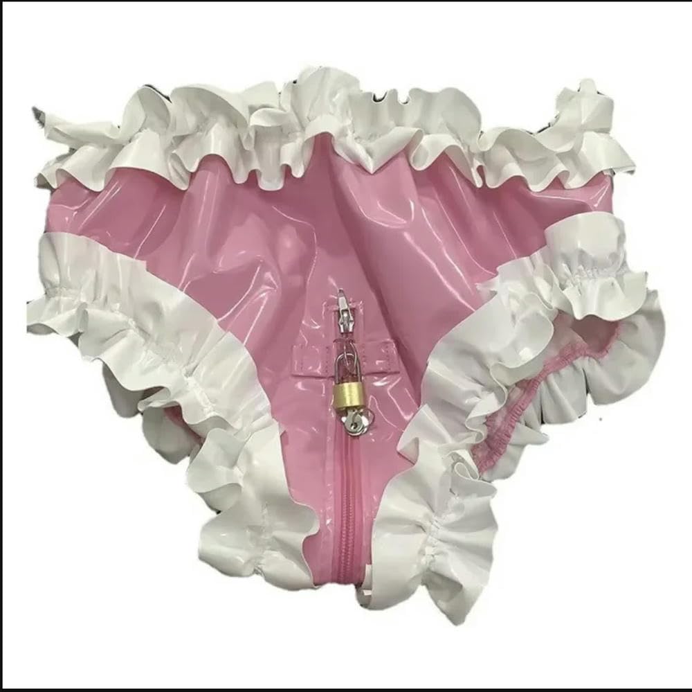 Adult Pink PVC Lining Sissy Role Play Makeup Ball Maid Crossdressing Gothic