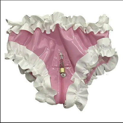 Adult Pink PVC Lining Sissy Role Play Makeup Ball Maid Crossdressing Gothic