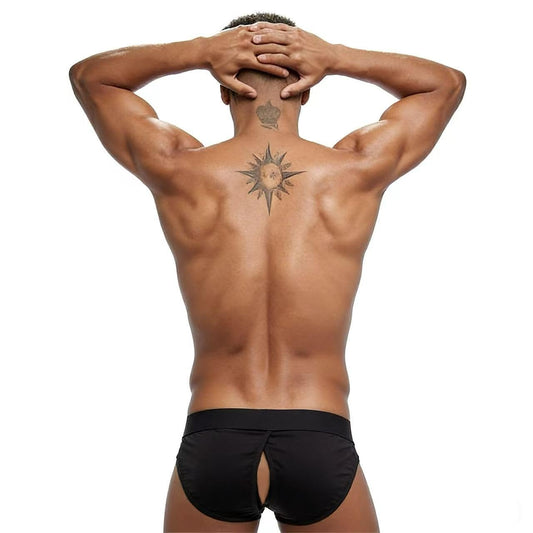 JOCKMAIL Men’s Briefs Underwear Mesh Low Rise Quick Dry Bikini Athletic Underpants for Gym Sport Daily Wear (US, Alpha, Medium, Regular, Regular, Black)