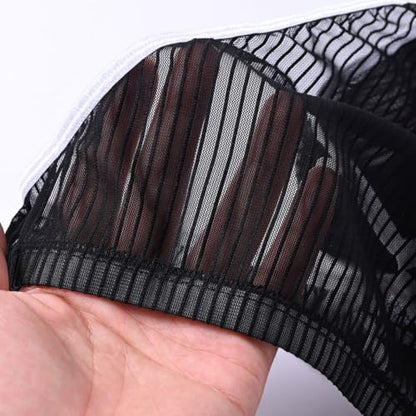 JINSHI Mens See Through Breathable Briefs with Bulge Pouch (Black 1-Pack, Medium)