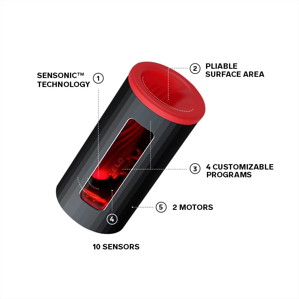 LELO F1S V2 Waterproof Male Masturbator, Male Stroker, Masturbator Sleeve, Sillicone Pocket Pussy, Sex Toy for Man, Sexual Pleasure Tool, Toy with 4 Vibrations, Red
